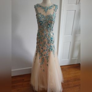 Gold/blue Dress / Quinceañera Dress / Prom Dress / Ball Gown